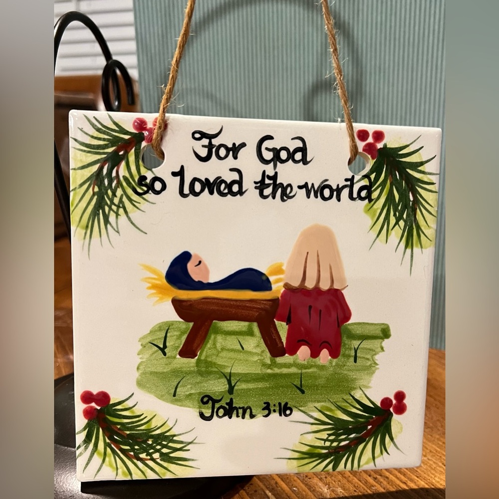 Art of the Spirit Hand-Painted Nativity Tile Christmas Religious Bible Holiday